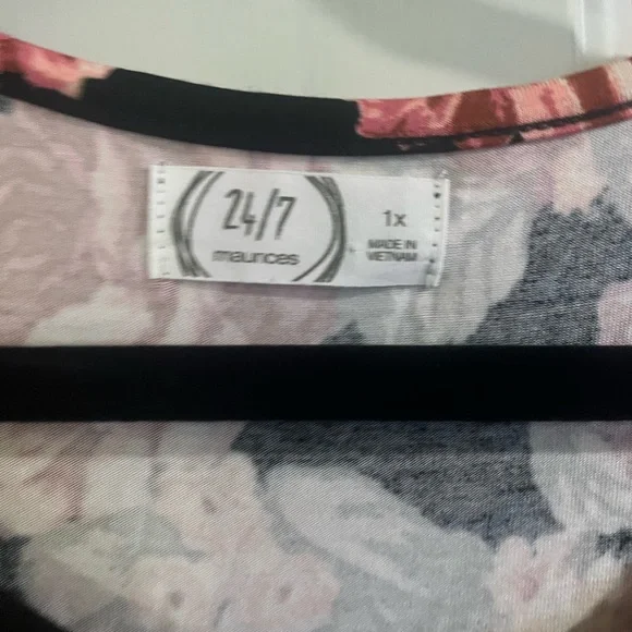 Maurices 24/7 Black and Pink Sheath Midi Dress - Picture 2 of 3